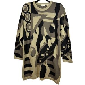 Vintage APART Sweater, Wool/Acrylic Blend,
Long Sweater, Shoulder Pads, Size XL